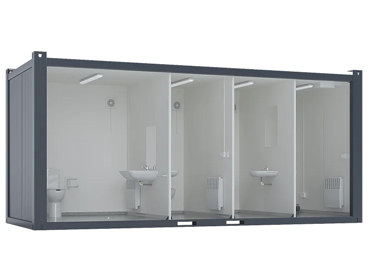 20′ Toilet Container, three standard and one barrier-free toilet, premium